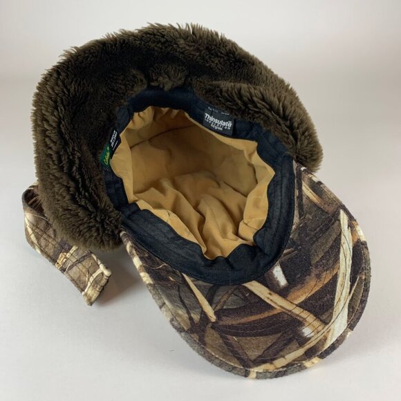 Cabelas Brown Camo Thinsulate Gore-Tex Ear Flap Fitted Trapper Hat - Picture 5 of 7